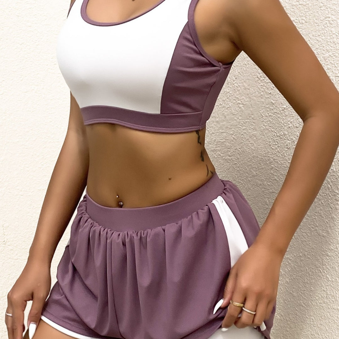 Damen Sportliches Crop-Top Short Set Drune