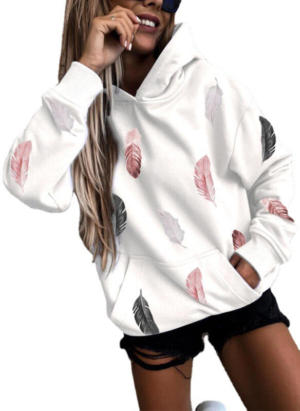 Damen Kapuzenpullover mit elegantem Federdesign Drune