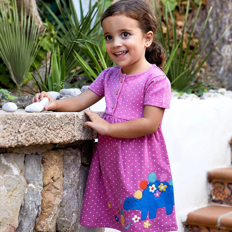Mädchen kurzärmeliges Kleid mit buntem Aufdruck Drune