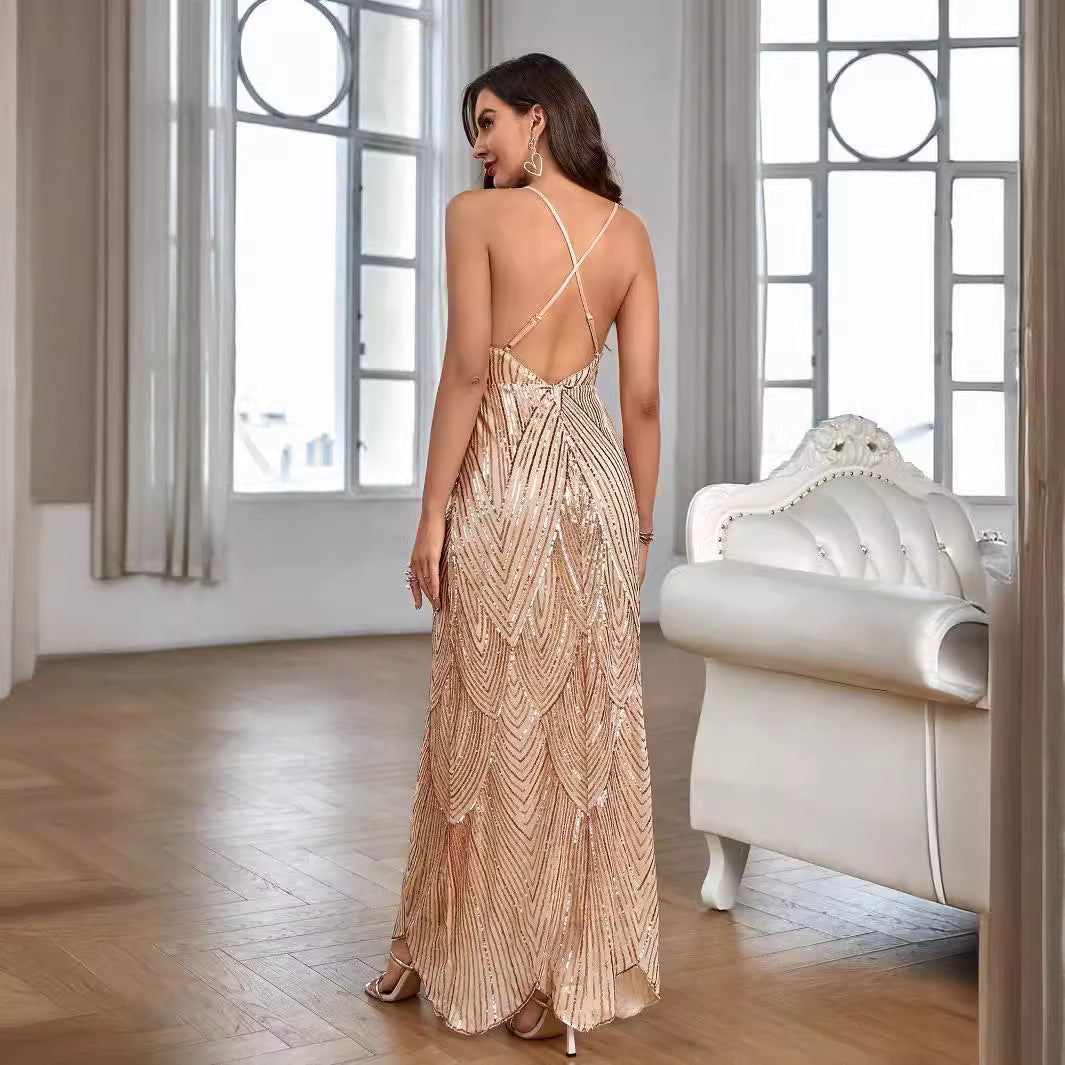 Drune | Feierliche Performance Pailletten Abendkleid
