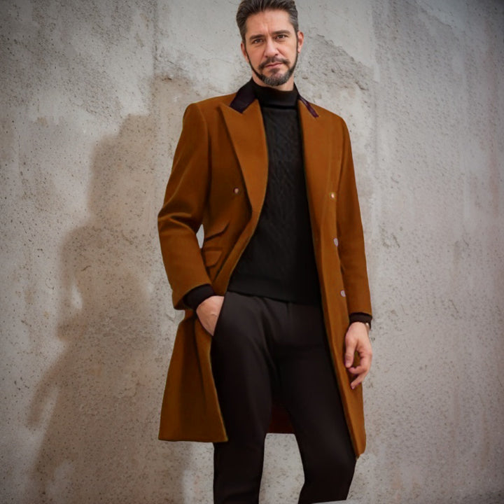 Herren eleganter Longblazer mit Doppelreihe Drune