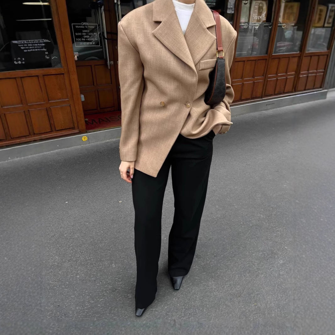 Damen Eleganter Zweireiher Blazer im modernen Schnitt Drune