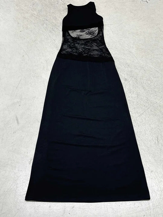 Damen Maxikleid mit romantischem Spitzenrücken Drune