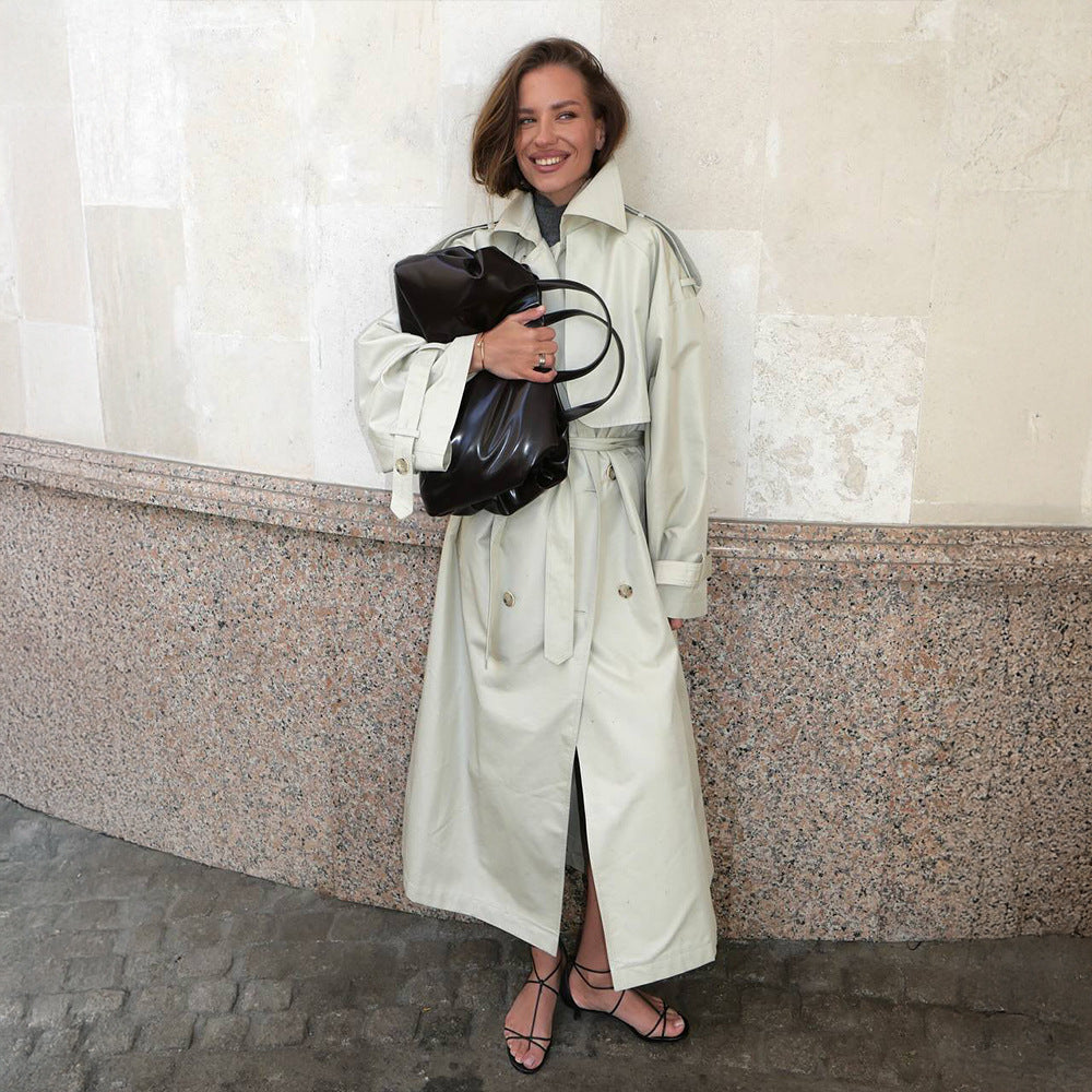 Damen Trenchcoat mit elegantem Gürtel und weit geschnittenen Ärmeln Drune