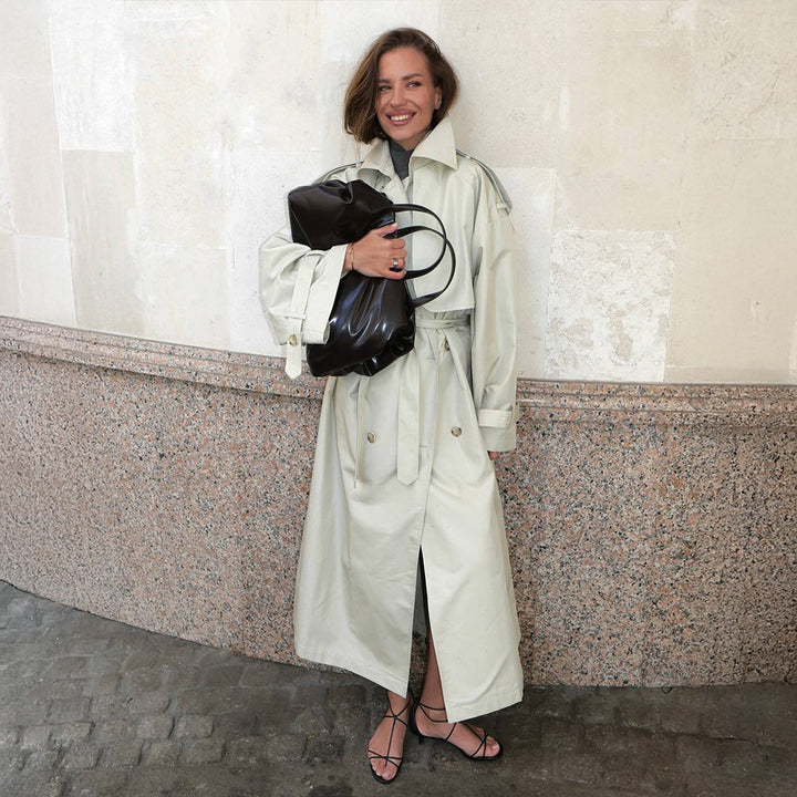 Damen Trenchcoat mit elegantem Gürtel und weit geschnittenen Ärmeln Drune
