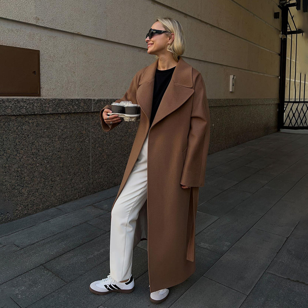 Damen Oversized Wollmantel mit elegantem Revers Drune