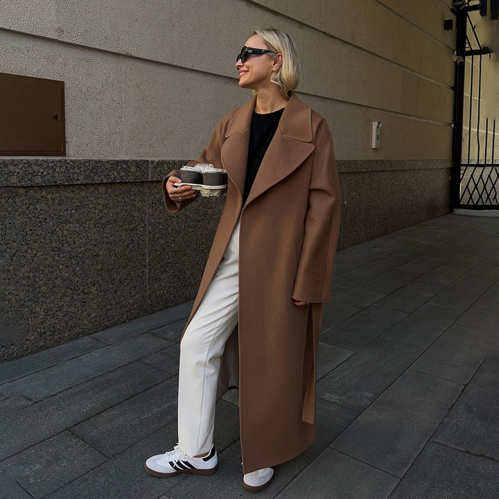 Damen Oversized Wollmantel mit elegantem Revers Drune