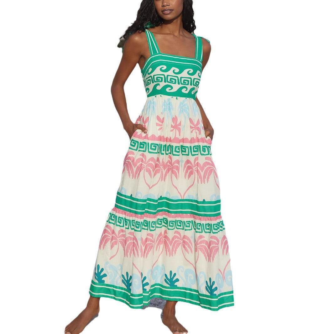 Damen Sommerliches Maxikleid mit einzigartigem grafischem Muster und praktischen Taschen Drune