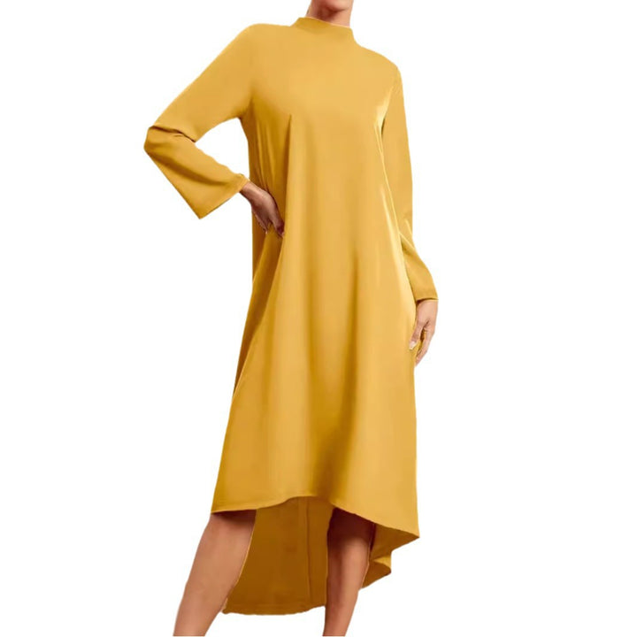 Damen Maxikleid mit asymmetrischem Schnitt und hohem Kragen Drune