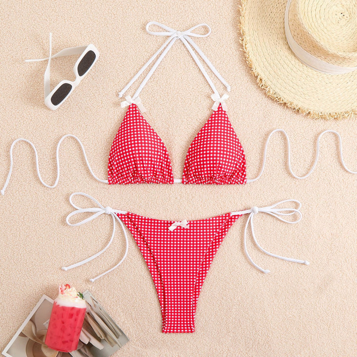Damen Triangel-Bikini mit verspieltem Karo-Muster Drune