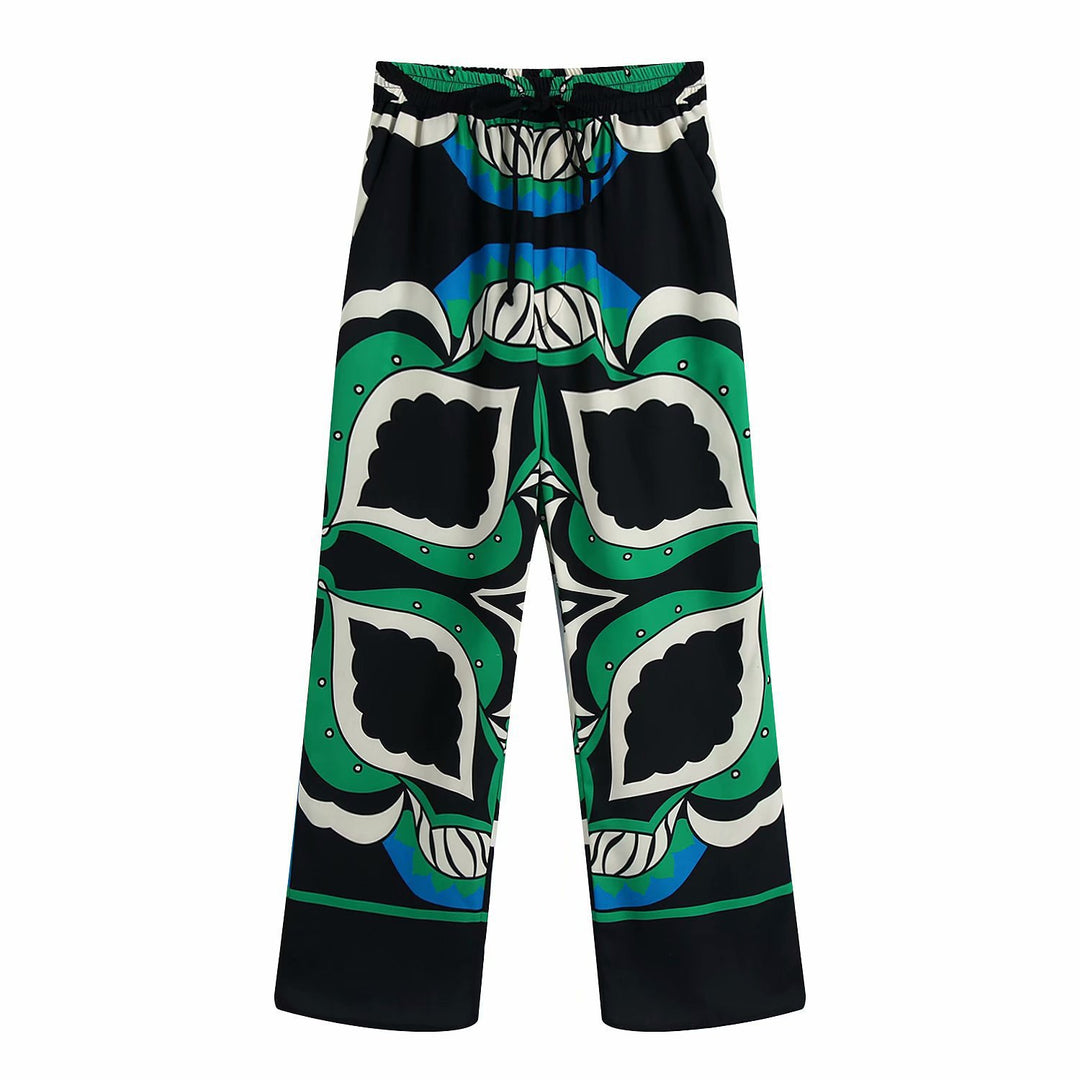 Damen stylische Shorts mit kreativem Blattmuster Drune
