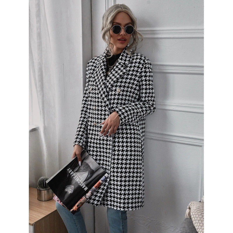 Damen Oversized Blazer im exklusiven Hahnentritt-Design Drune