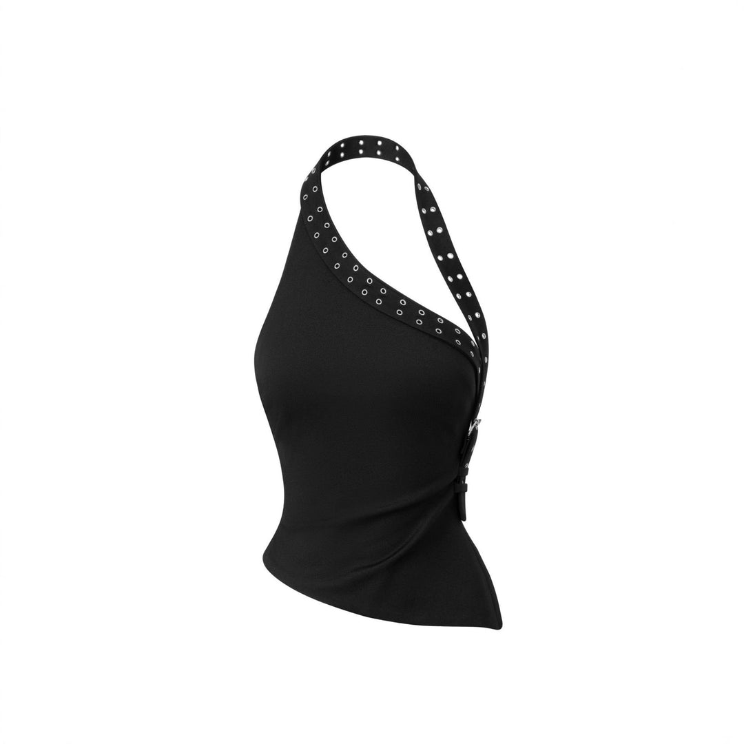 Damen Innovatives Cut-Out Top mit dekorativen Ösen Drune