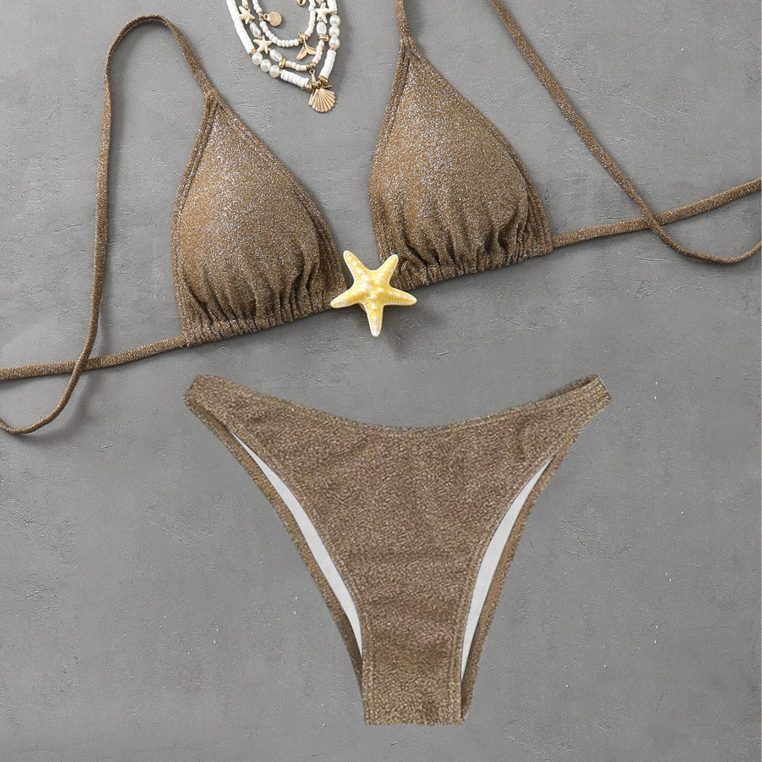 Damen Triangel-Bikini mit modischem Glitzer-Effekt Drune