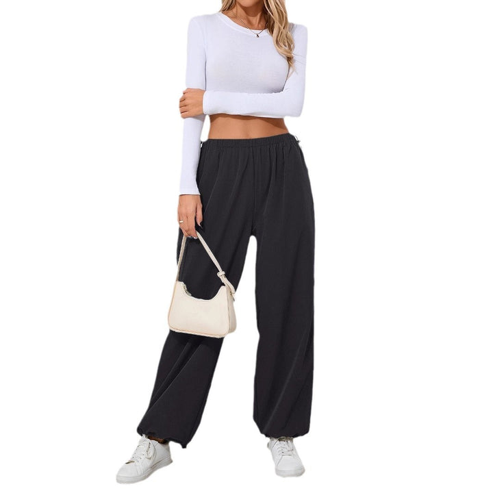 Damen Bequeme Freizeithose mit Tunnelzug und weitem Bein Drune
