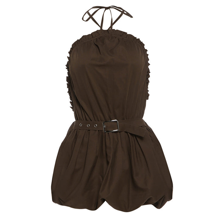 Damen Raffinierter Overall mit Rüschendetails und Taillengürtel Drune