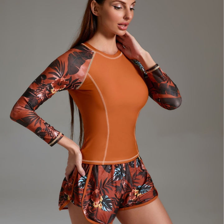 Damen Sportliches Surfanzug-Set mit floralem Design und nahtlosem Schnitt Drune