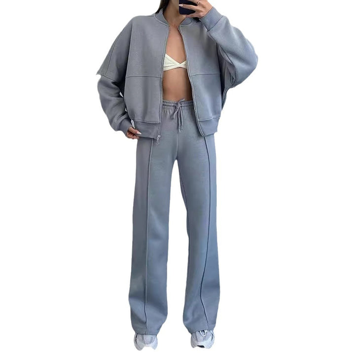 Damen Sportliches Lounge-Set mit Reißverschlussjacke und weiten Hosen Drune