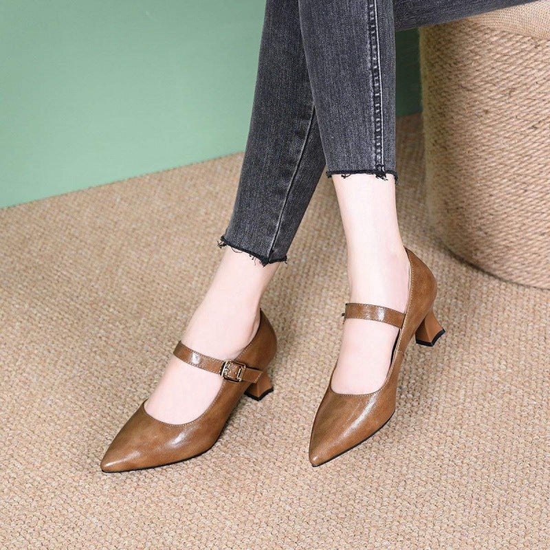 Damen Elegante Mary Jane Pumps mit dezentem Schnallen-Detail Drune