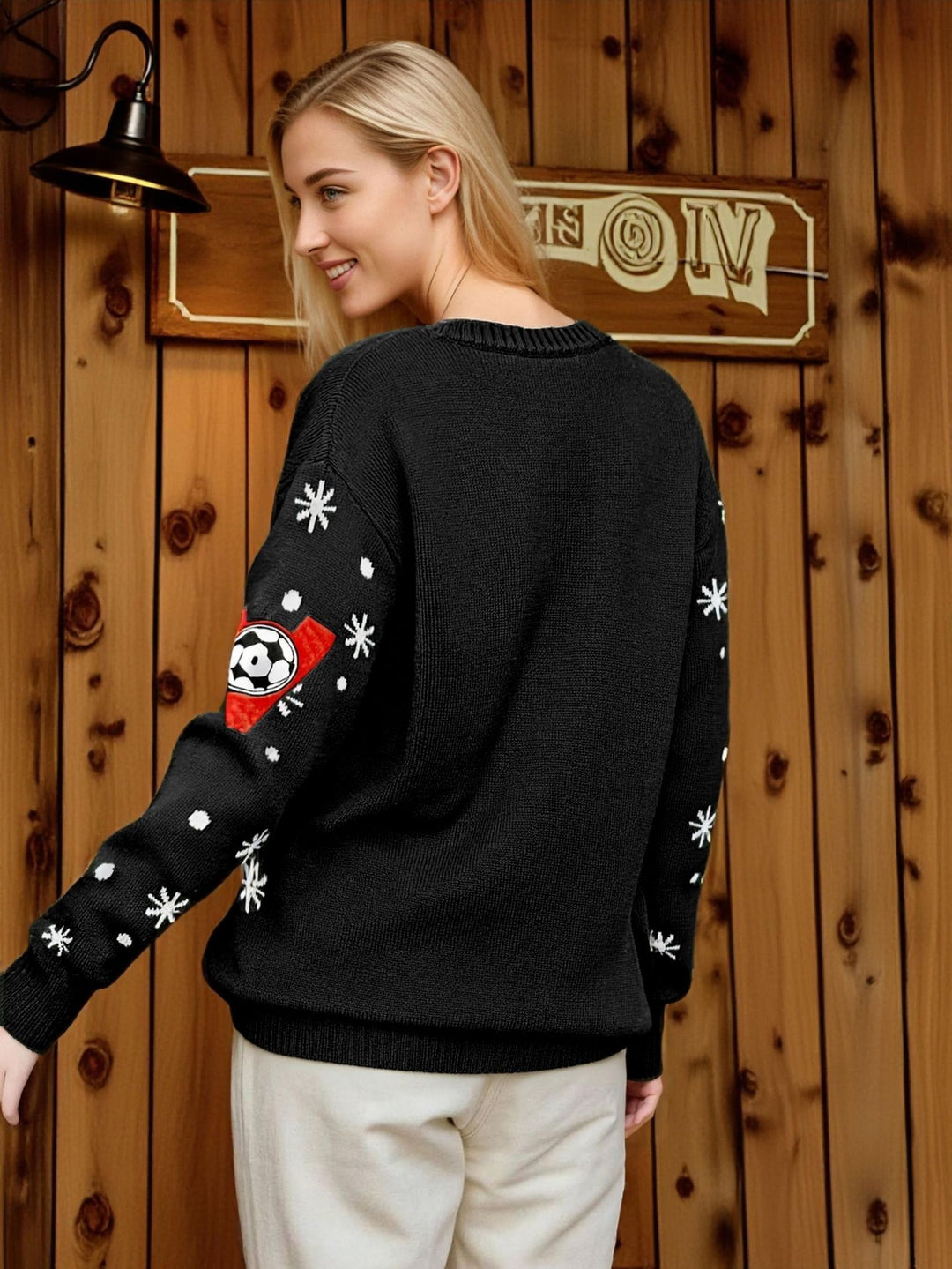 Damen sportlicher Pullover mit Fußballmotiv Drune