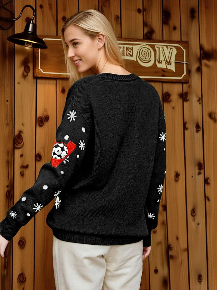 Damen sportlicher Pullover mit Fußballmotiv Drune