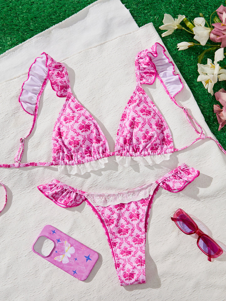 Damen Triangel-Bikini mit verspielten Rüschendetails Drune