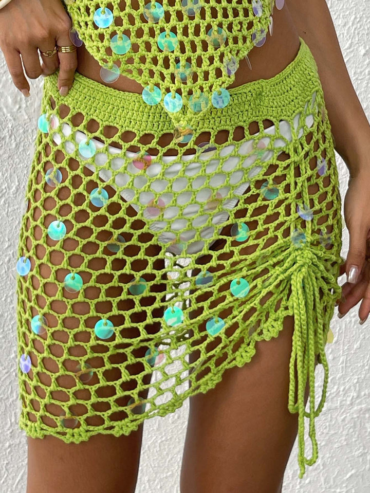 Damen Häkel-Strandsarong mit dekorativen Pailletten Drune