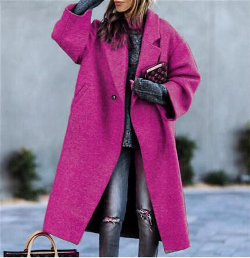 Damen Oversized Wollmantel mit klassischem Revers und modischem Schnitt Drune
