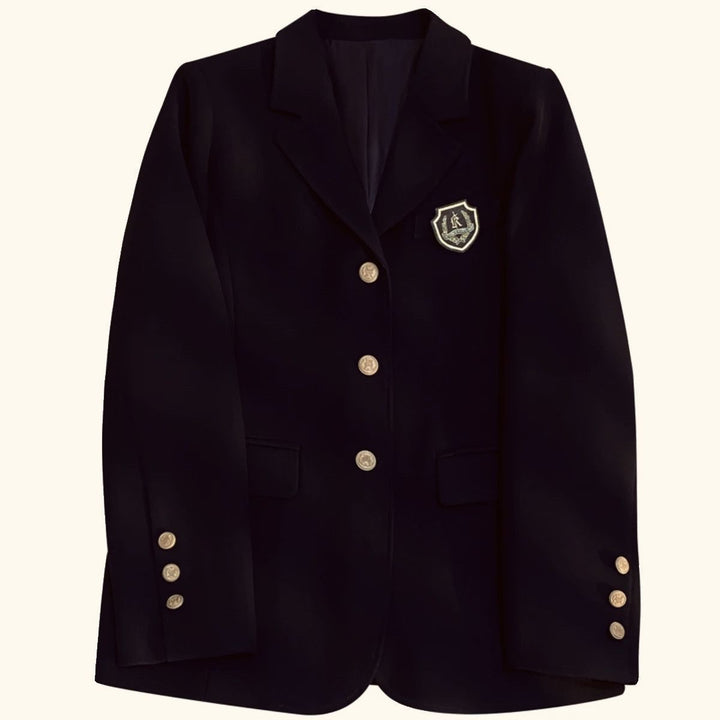 Damen eleganter Blazer mit goldenen Knöpfen und Wappen Drune