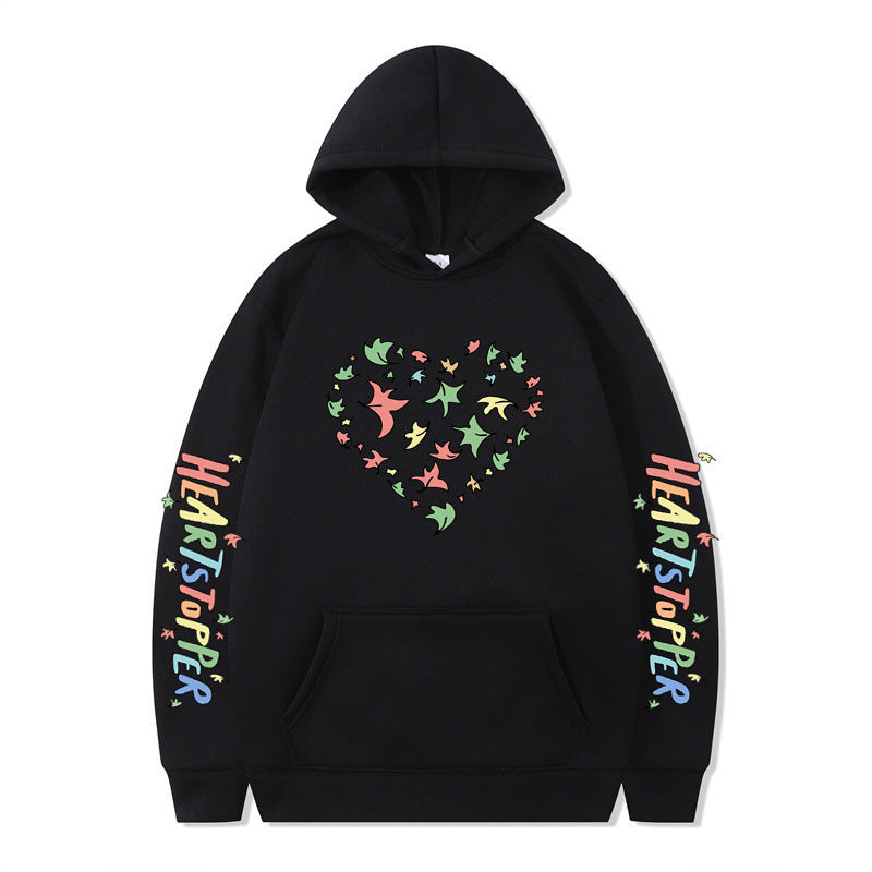 Damen Kapuzenpullover mit kreativem Herz- und Blattmotiv Drune