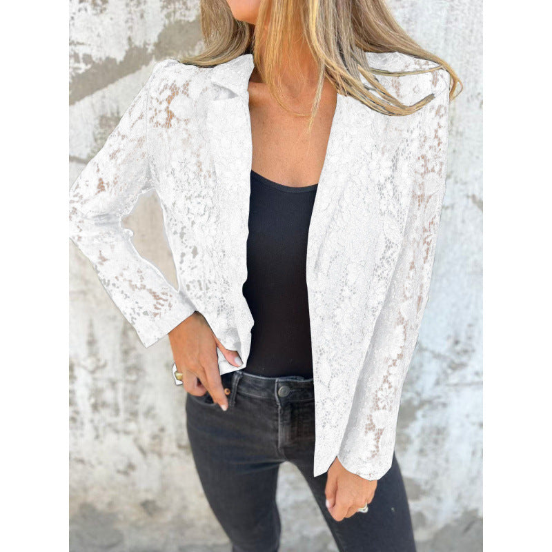Damen Lace-Blazer im femininen Stil mit feinen Spitzelementen Drune