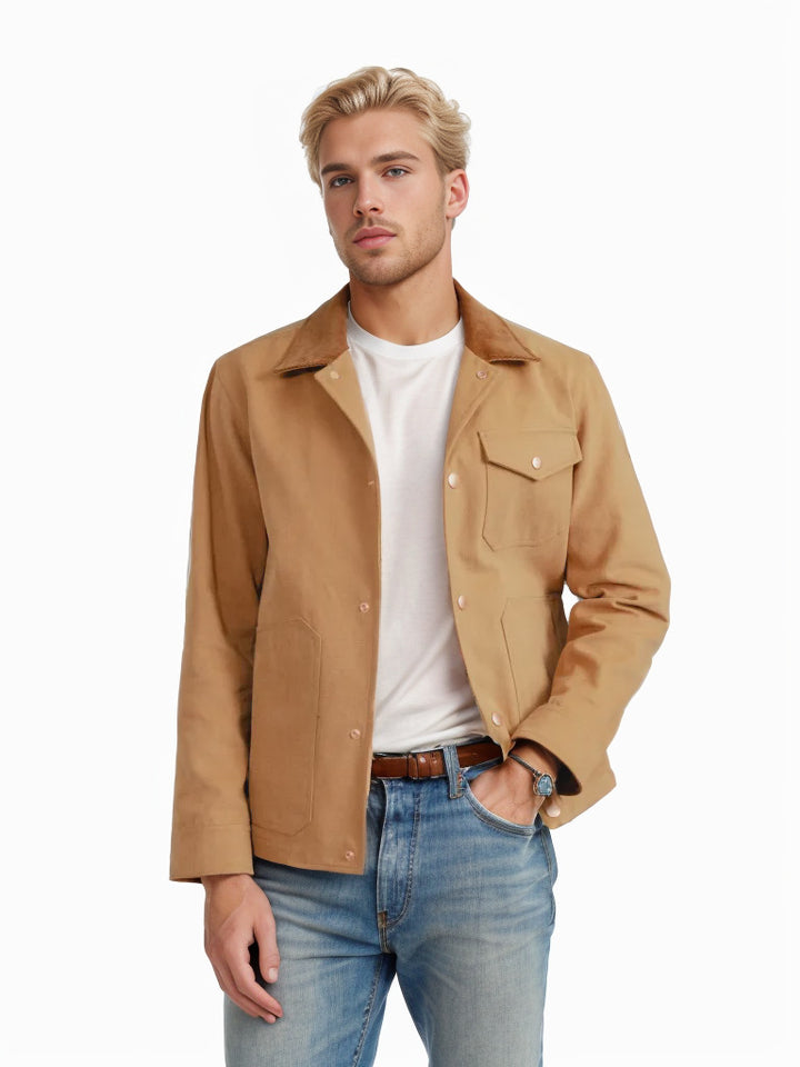Herren modische Arbeitsjacke mit praktischem Kragen Drune