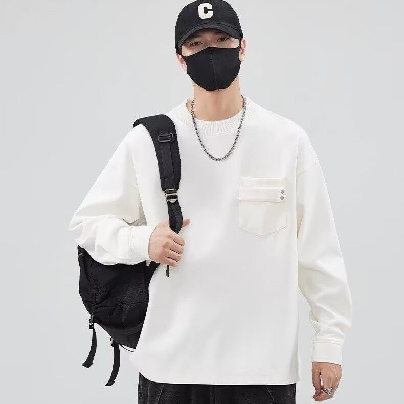Herren lässiges Langarmshirt mit praktischer Brusttasche Drune