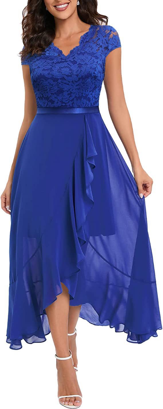 Damen High-Low Spitzen Abendkleid Drune
