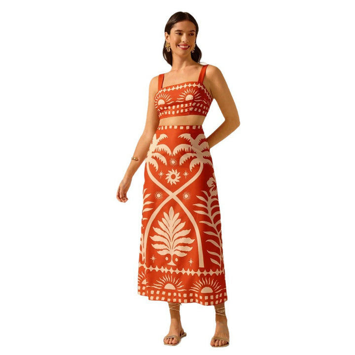 Damen Crop Top und Maxirock Set Drune