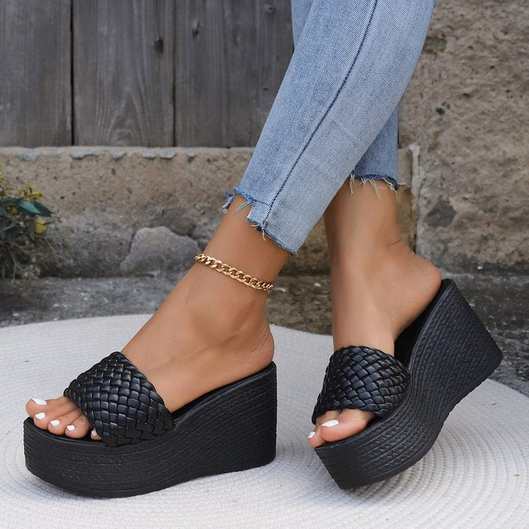 Damen Wedge-Pantoletten mit geflochtenem Obermaterial und komfortabler Sohle Drune