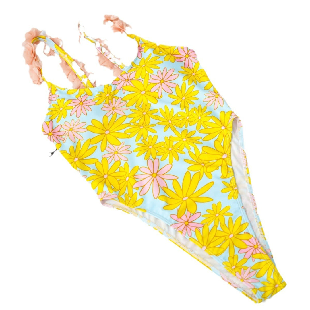 Damen Einteiler Badeanzug mit floralen Rüschendetails Drune