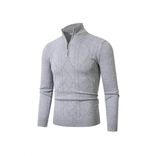 Herren Strickpullover mit modernem Zopfmuster und hohem Stehkragen Drune