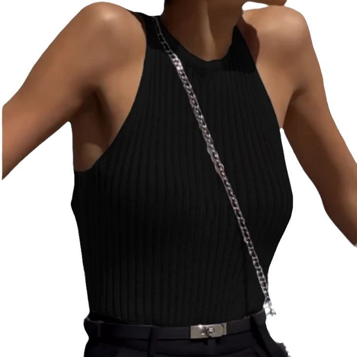 Damen Rippstrick Crop-Top mit hochgezogenem Ausschnitt Drune