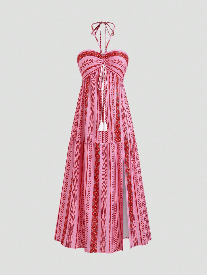 Damen Boho Maxikleid mit Trägern Drune