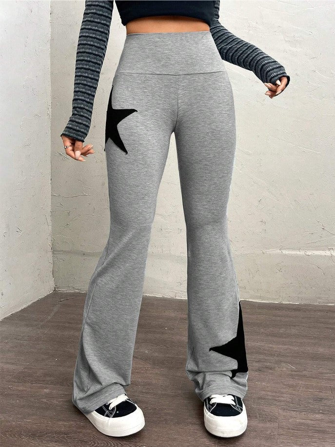 Damen legere Bootcut-Leggings mit Sternen-Motiv Drune