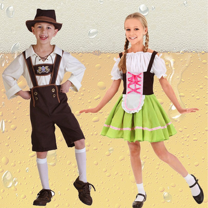 Herren nan traditionelles Kindertrachten-Set mit Kniebundhose, dekorativen Hosenträgern und Filzhut Drune