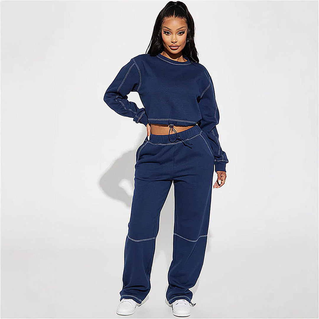 Damen Bequemer und stylischer Freizeitanzug mit Crop-Oberteil Drune