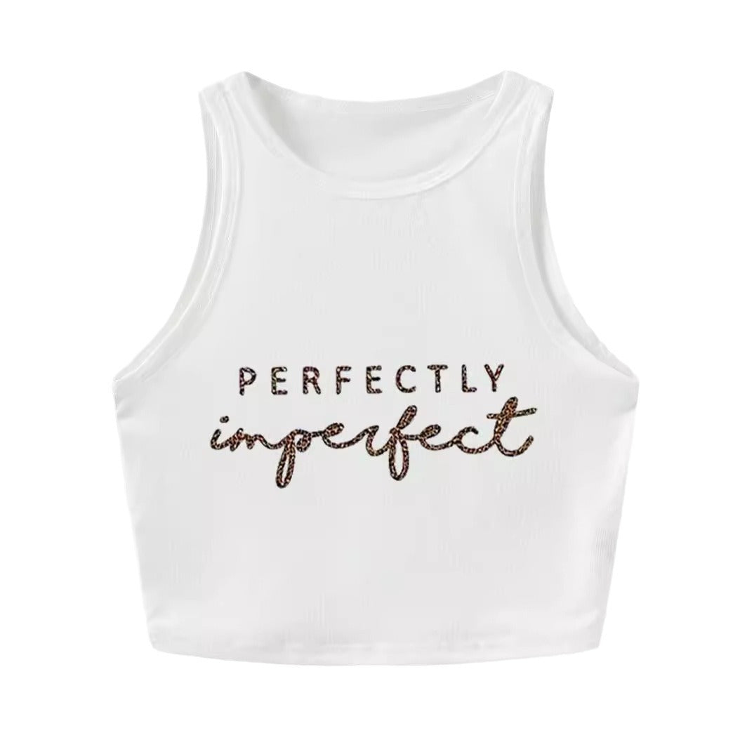 Damen Crop-Top mit auffälligem Schriftzug und körpernahem Schnitt Drune