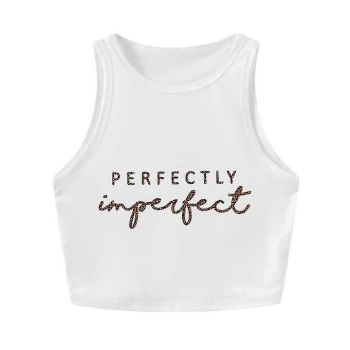 Damen Crop-Top mit auffälligem Schriftzug und körpernahem Schnitt Drune