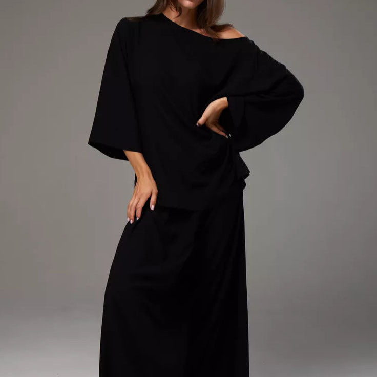 Damen Elegantes Lounge-Set mit weit geschnittenem Oberteil und Palazzo-Hosen Drune