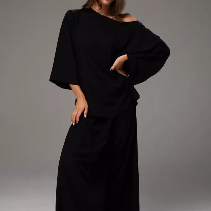 Damen Elegantes Lounge-Set mit weit geschnittenem Oberteil und Palazzo-Hosen Drune