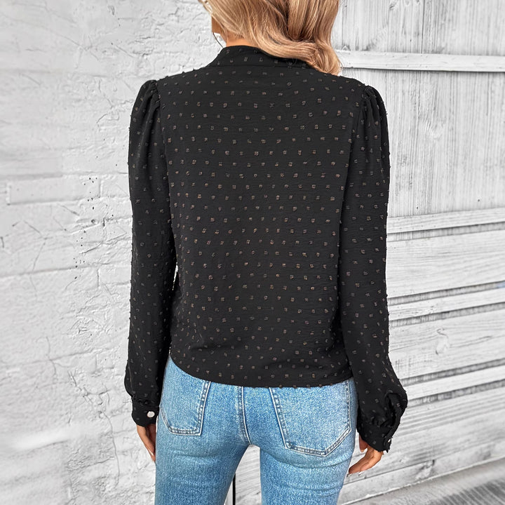 Damen elegante Bluse mit Rüschendetails und edlem Knopfdesign Drune