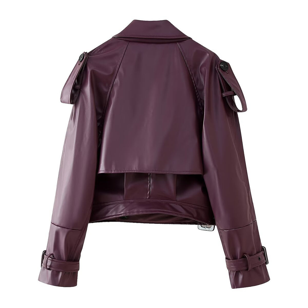 Damen Lederimitat Bikerjacke mit asymmetrischem Schnitt und praktischen Taschen Drune