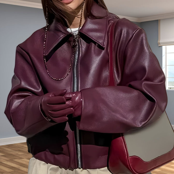 Damen Übergroße Lederjacke Drune